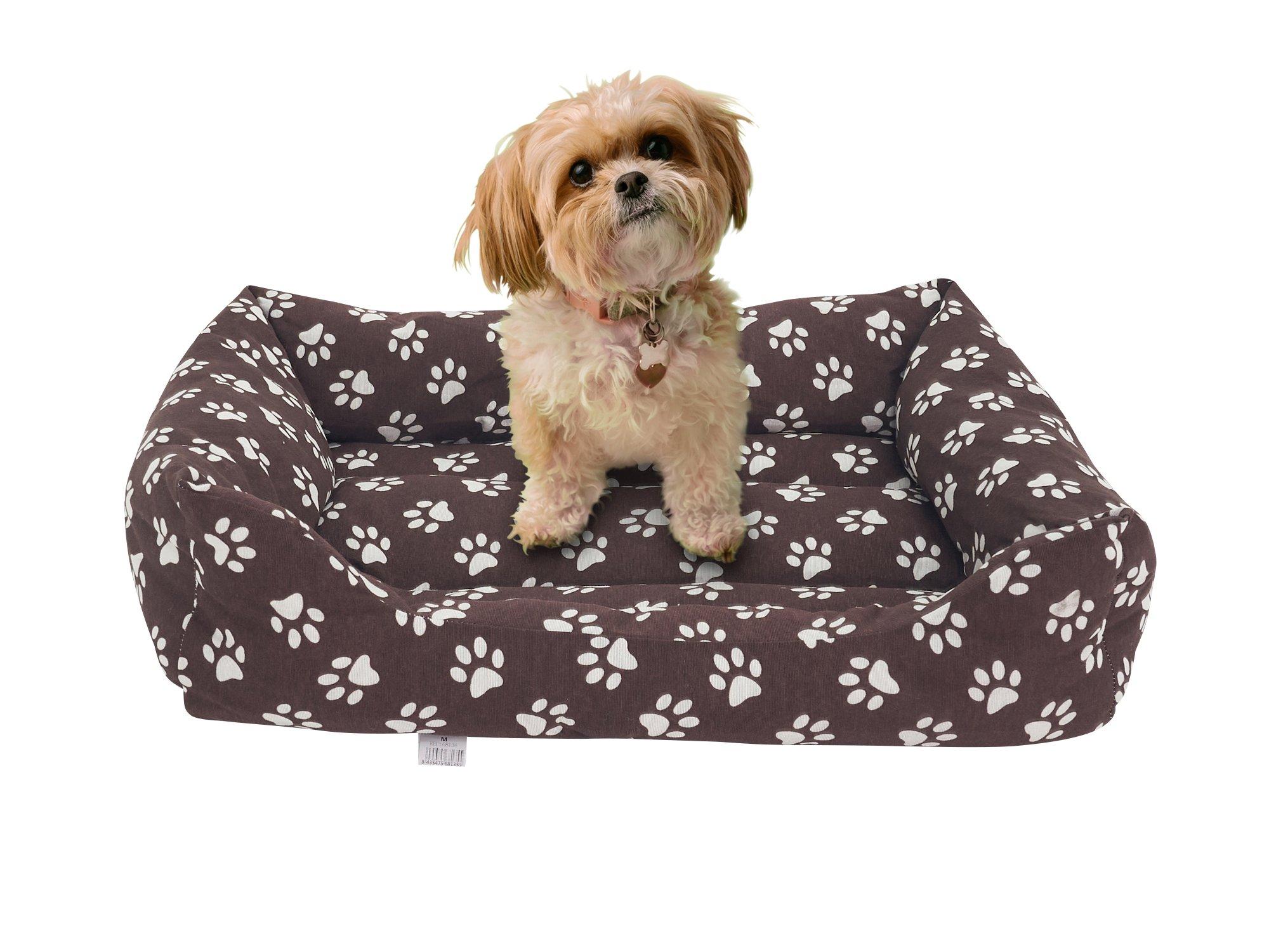 Brown Paw Fabric Dog Pet Bed