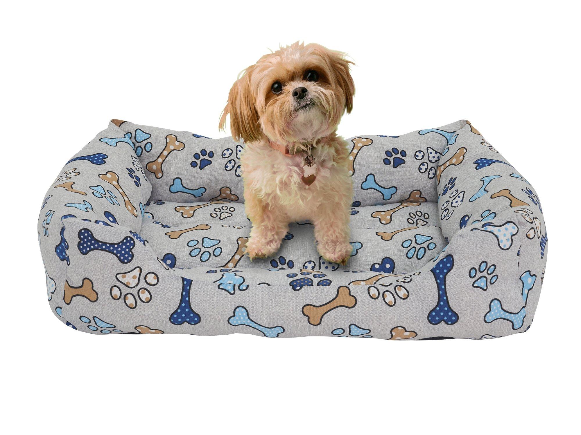 Grey Bone Fabric Dog Pet Bed