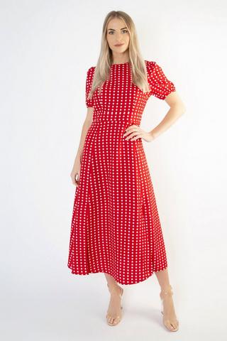 Product Short Sleeve Maxi Dress in Polka Dot Red