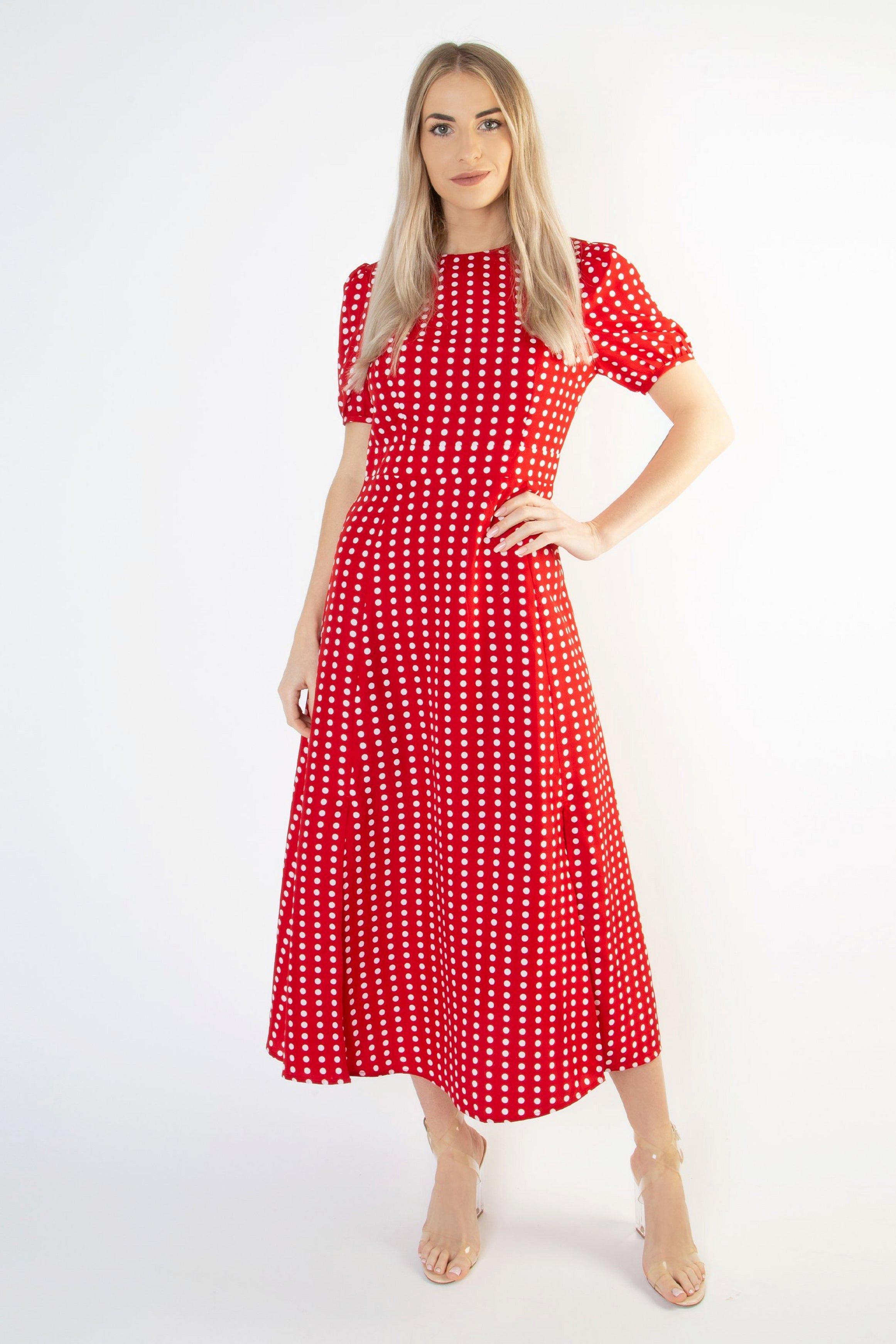Short Sleeve Maxi Dress in Polka Dot