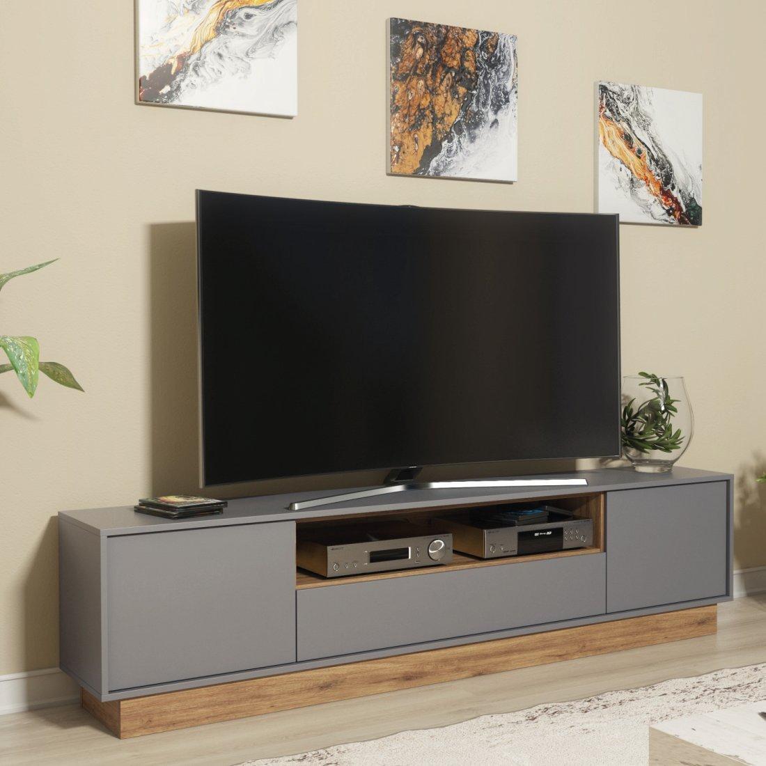 TV Unit 200cm  CabinetTV Stand Living Room - Oak & Grey