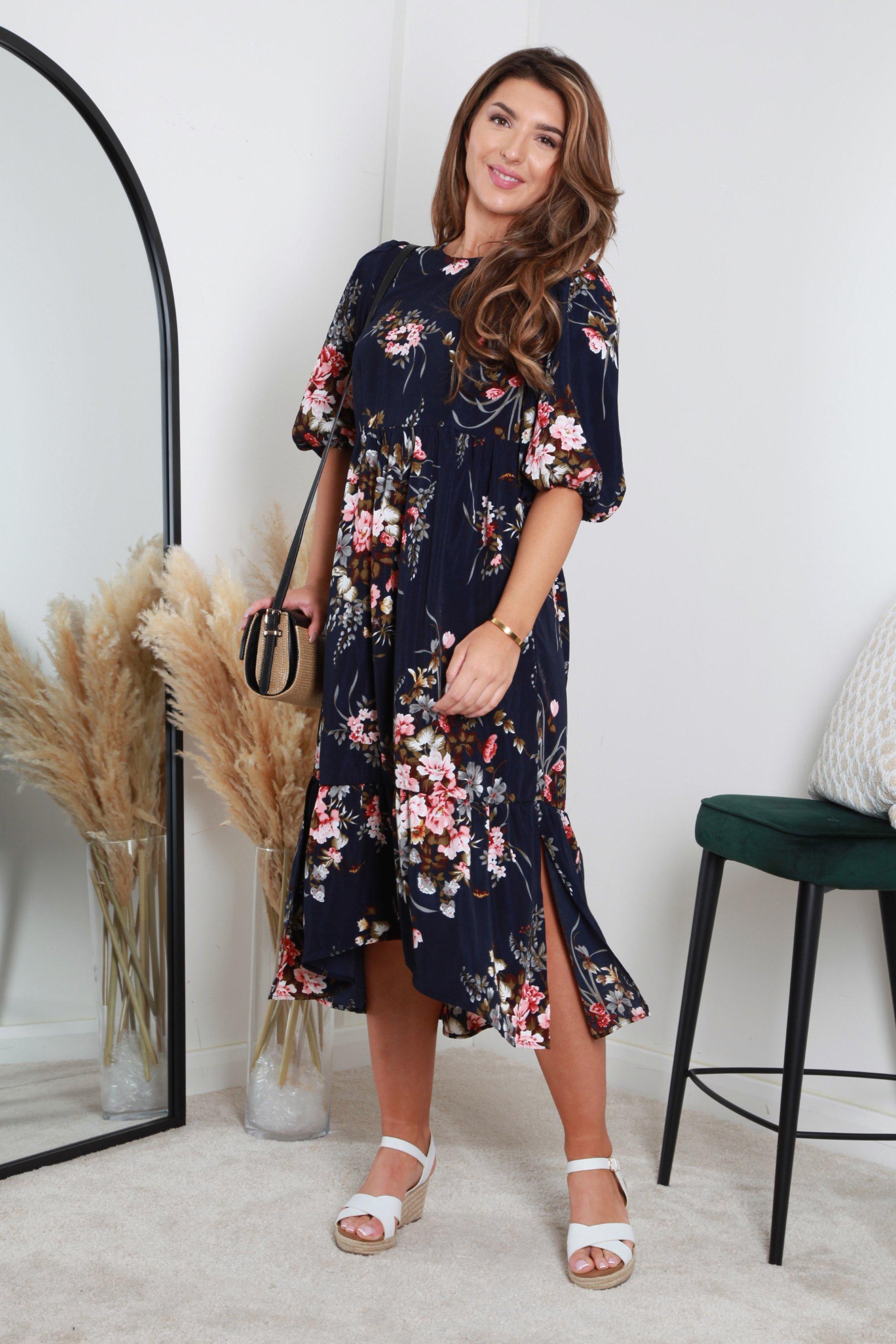 Floral Printed A-Line Tiered Dress