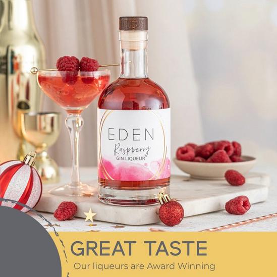 EDEN Treats Raspberry Gin Liqueur (350ml) with EDEN Limited Edition Gift Tube 4