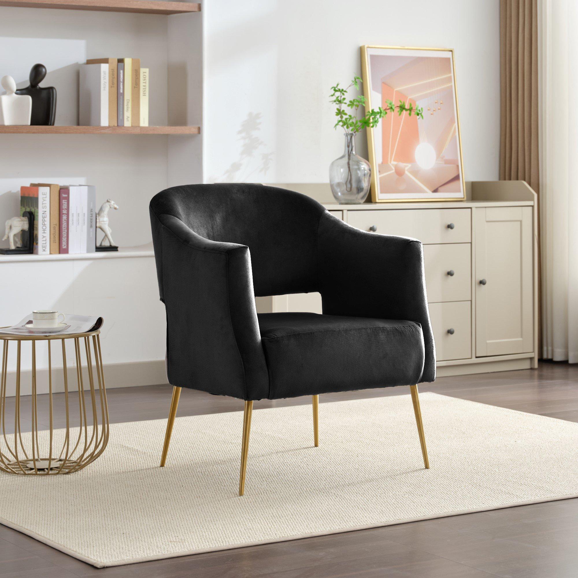 Hobson Velvet Fabric Accent Chair