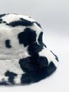 SVNX Black & White Cow Print Faux Fur Bucket Hat thumbnail 2