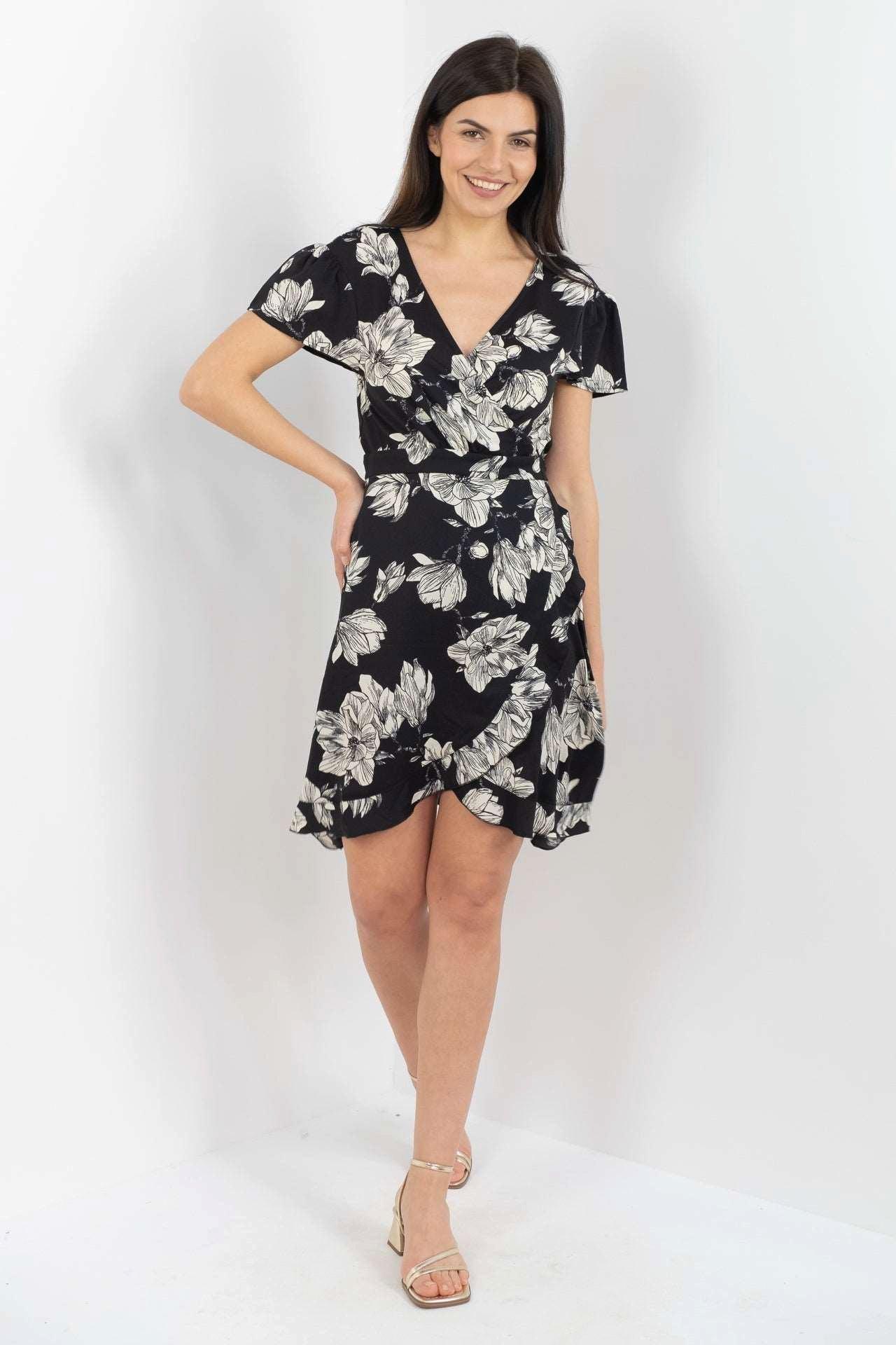 Page Short Wrap Dress in Black