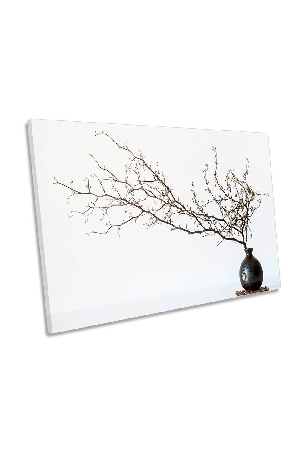 Vase and Branch Floral Minimalistic Canvas Wall Art Picture Print