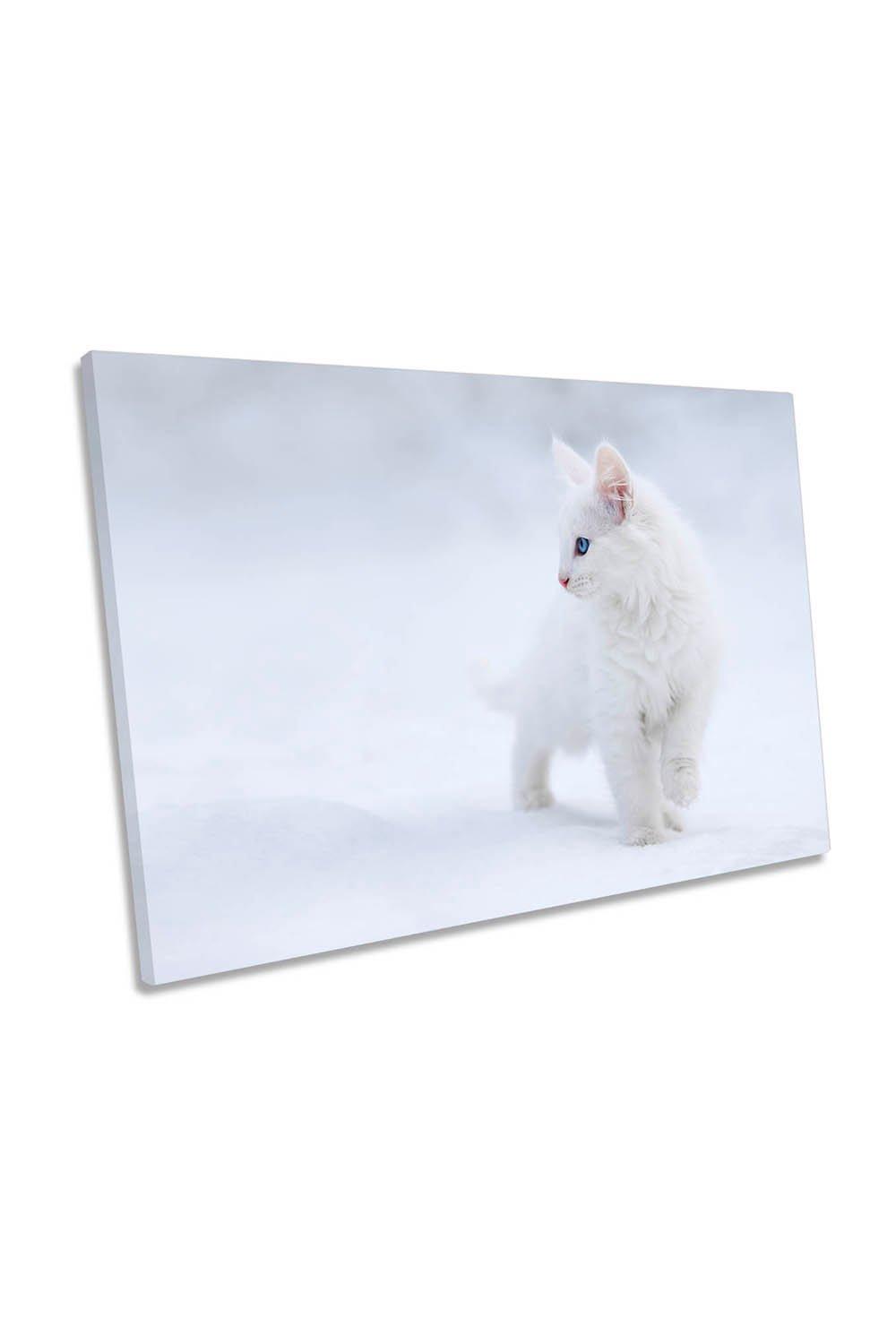 White as Snow Cat Canvas Wall Art Picture Print