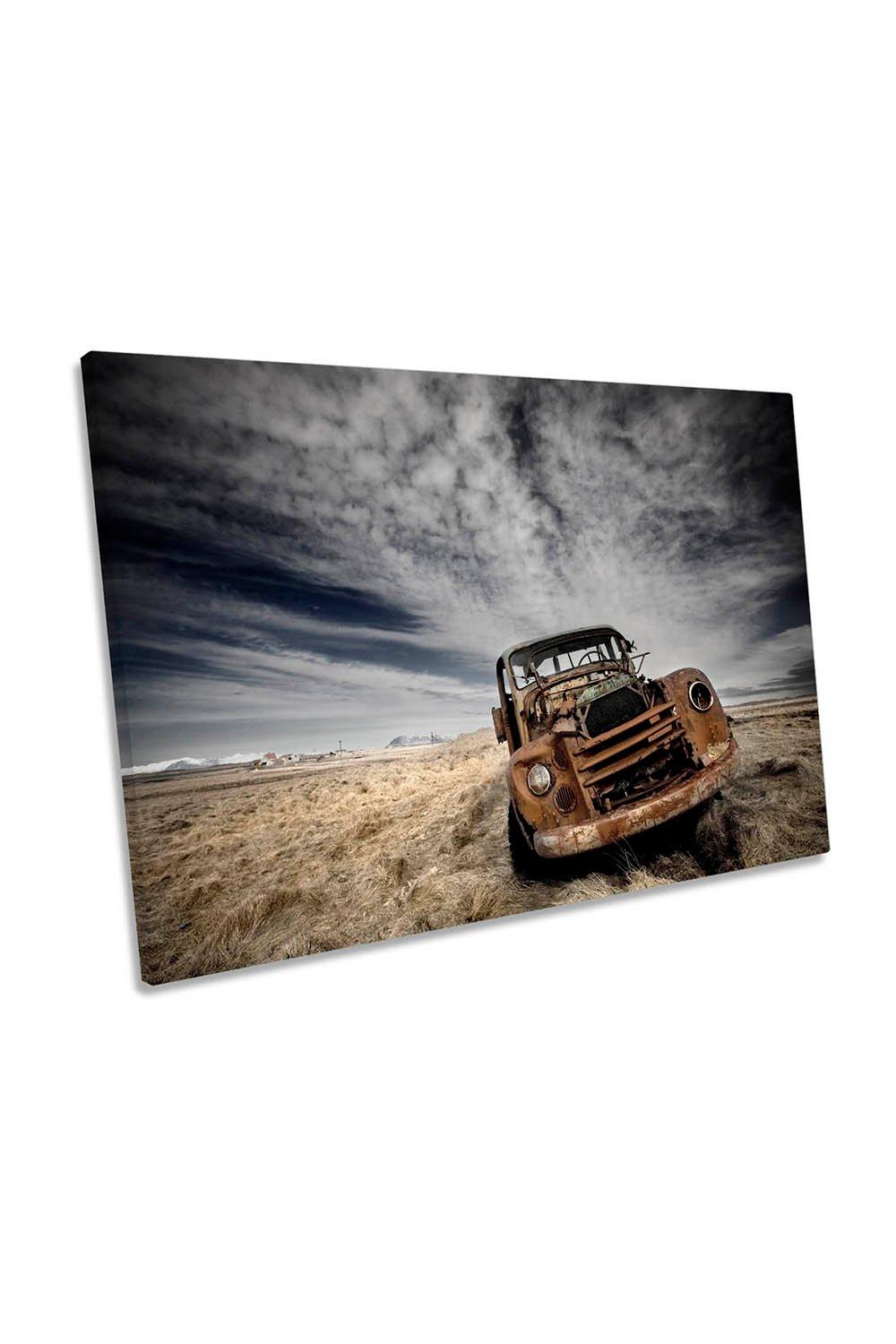 Old Rusty Truck Abandoned Canvas Wall Art Picture Print