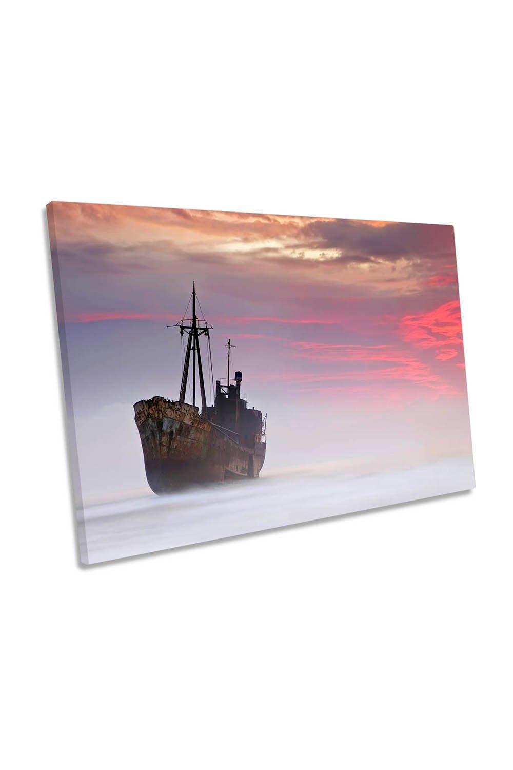The Dark Traveller Ship Sunset Canvas Wall Art Picture Print