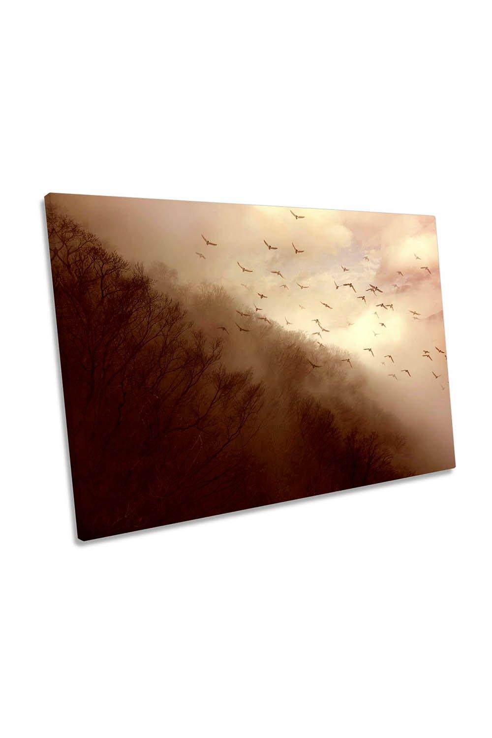 Departure Mountain Birds Canvas Wall Art Picture Print