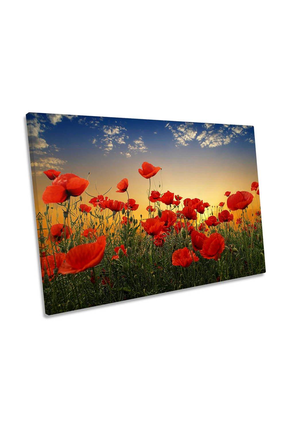 Red Poppies Flowers Floral Canvas Wall Art Picture Print