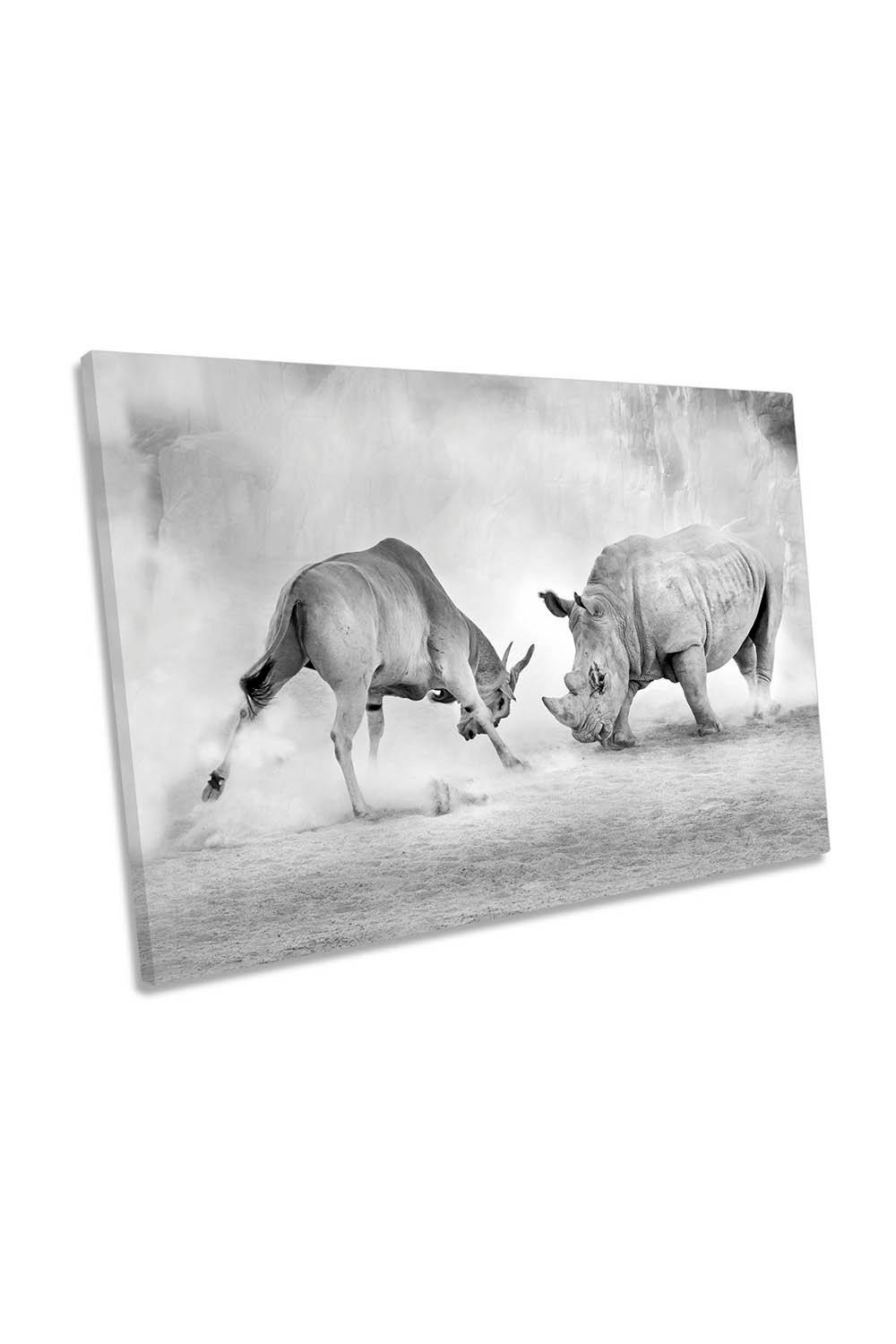 Combat Wildlife Rhino Canvas Wall Art Picture Print