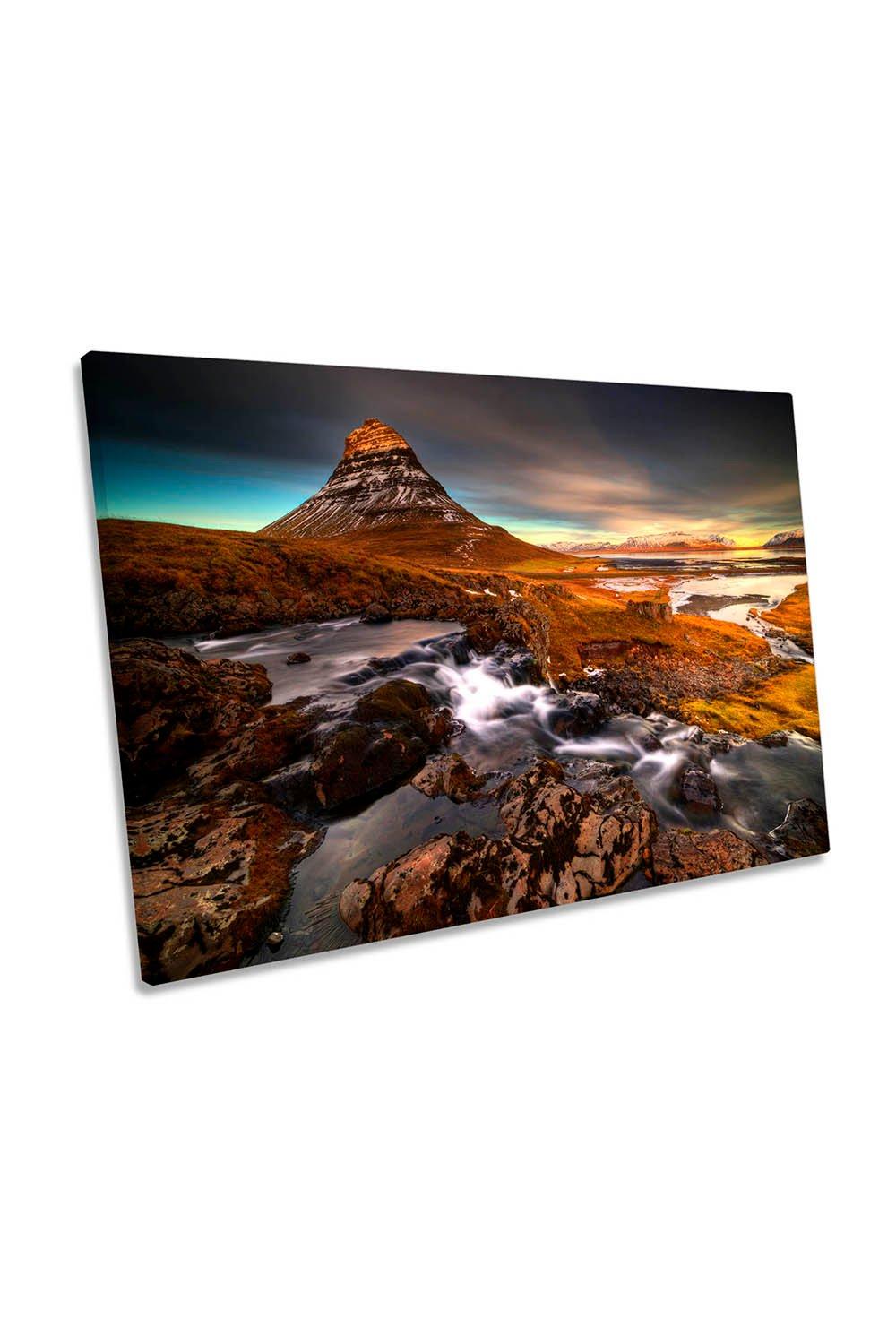 Beautiful Day Iceland Mountain Canvas Wall Art Picture Print