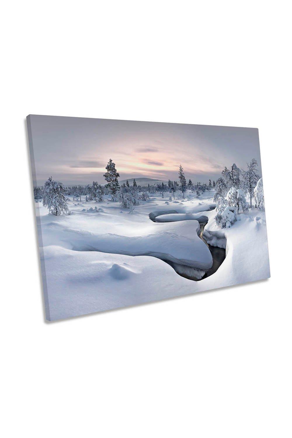 Lapland Winter Snow Landscape Canvas Wall Art Picture Print