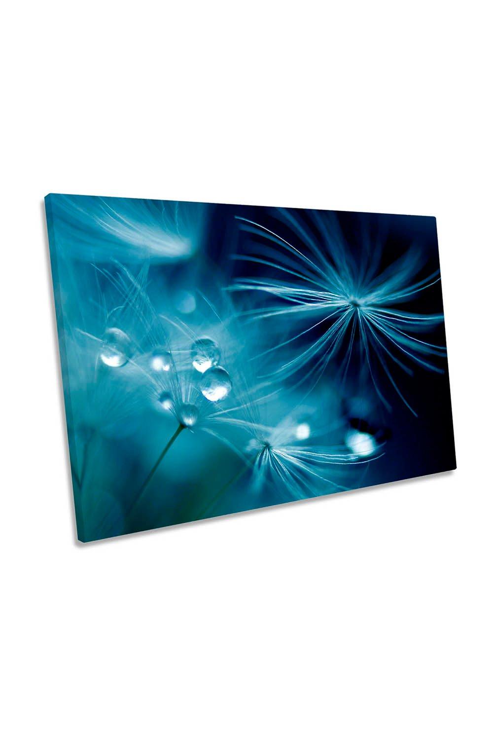 Soft Touch Blue Floral Flowers Canvas Wall Art Picture Print