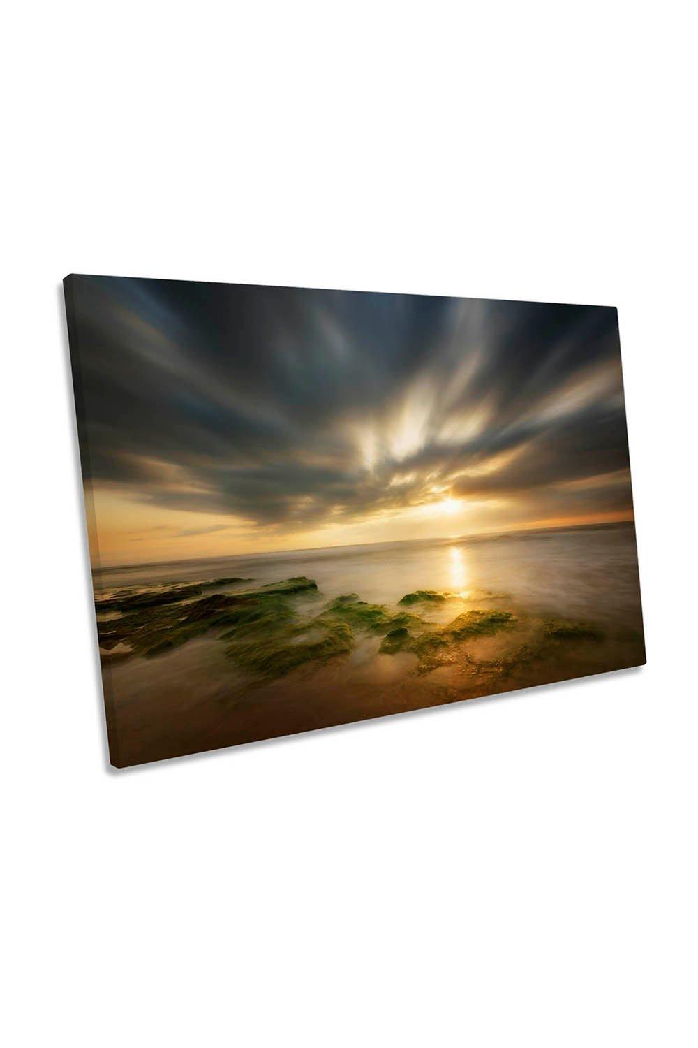 Sunset Beach Seascape Coast Canvas Wall Art Picture Print