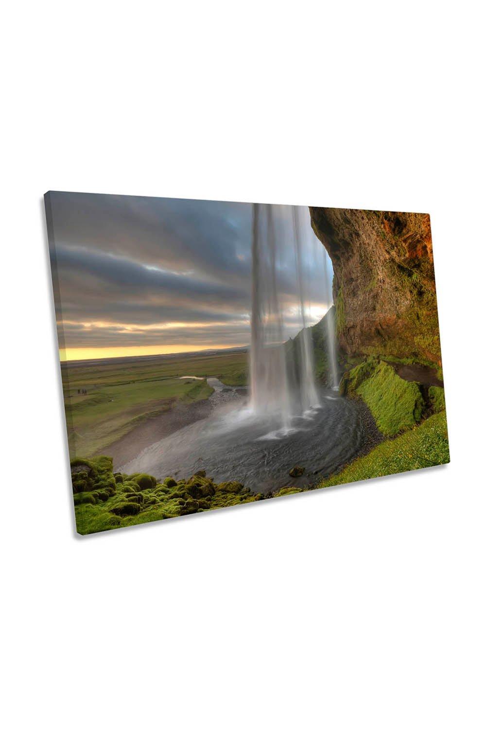 The Waterfall Curtain Iceland Canvas Wall Art Picture Print