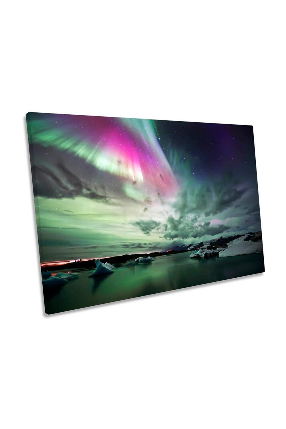 Northern Lights Space Iceland Canvas Wall Art Picture Print