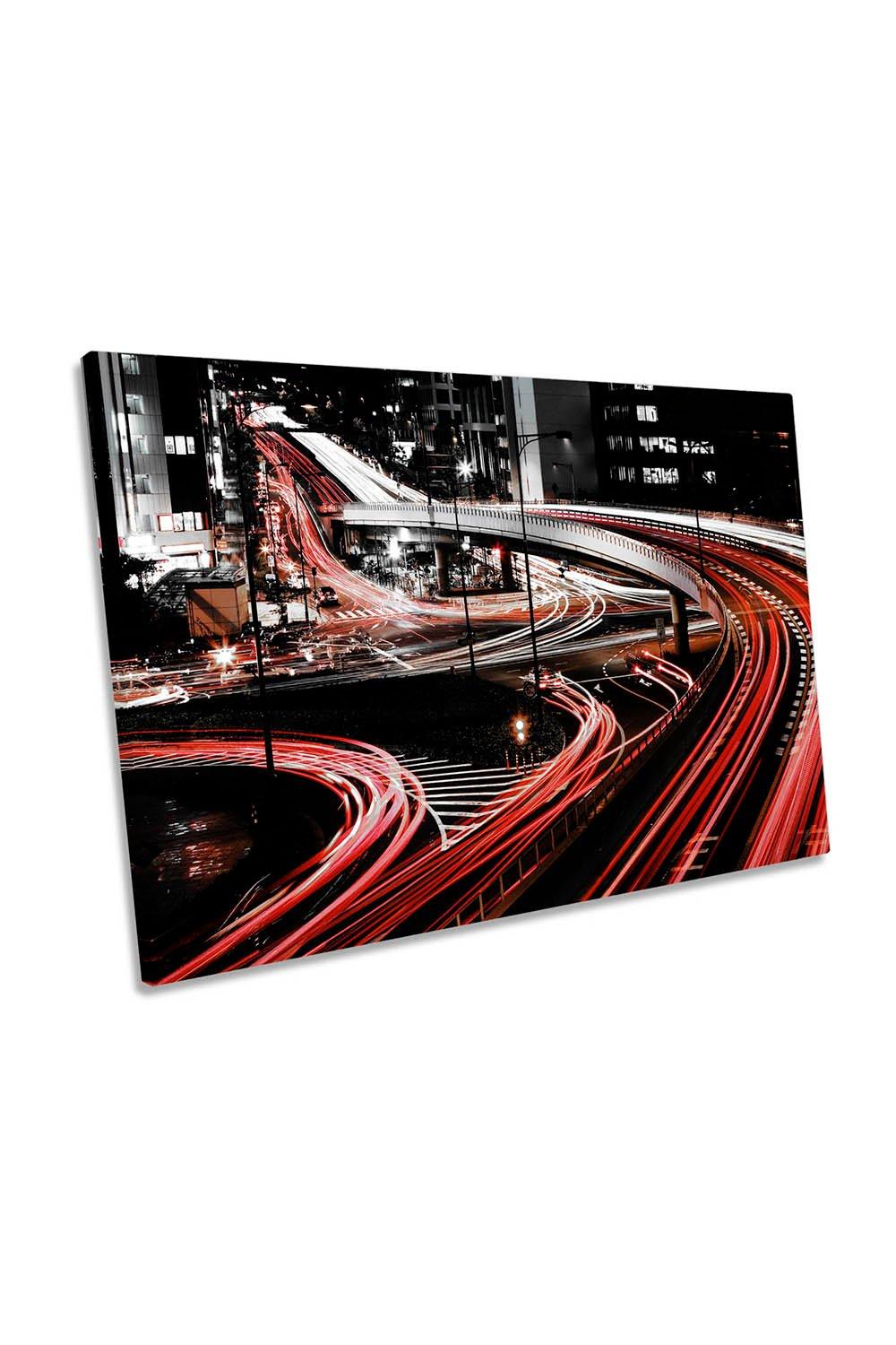 Traffic Veins Night Highway Japan Canvas Wall Art Picture Print
