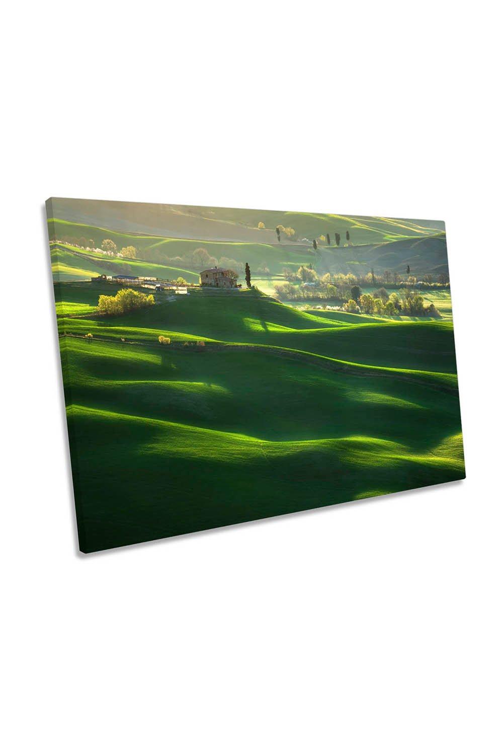 Green Landscape Waves Tuscany Canvas Wall Art Picture Print