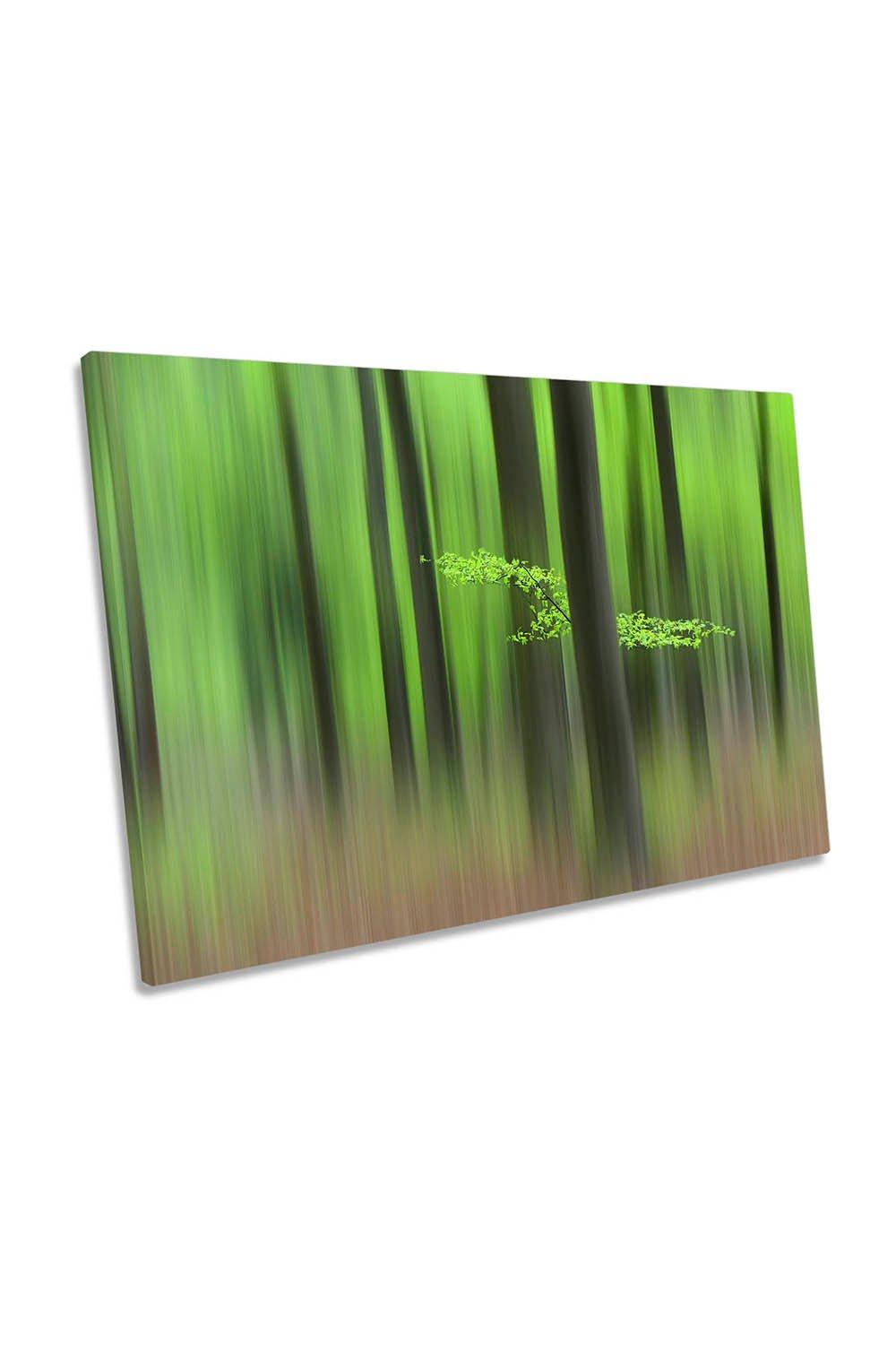 Spring Morning Forest Abstract Green Canvas Wall Art Picture Print