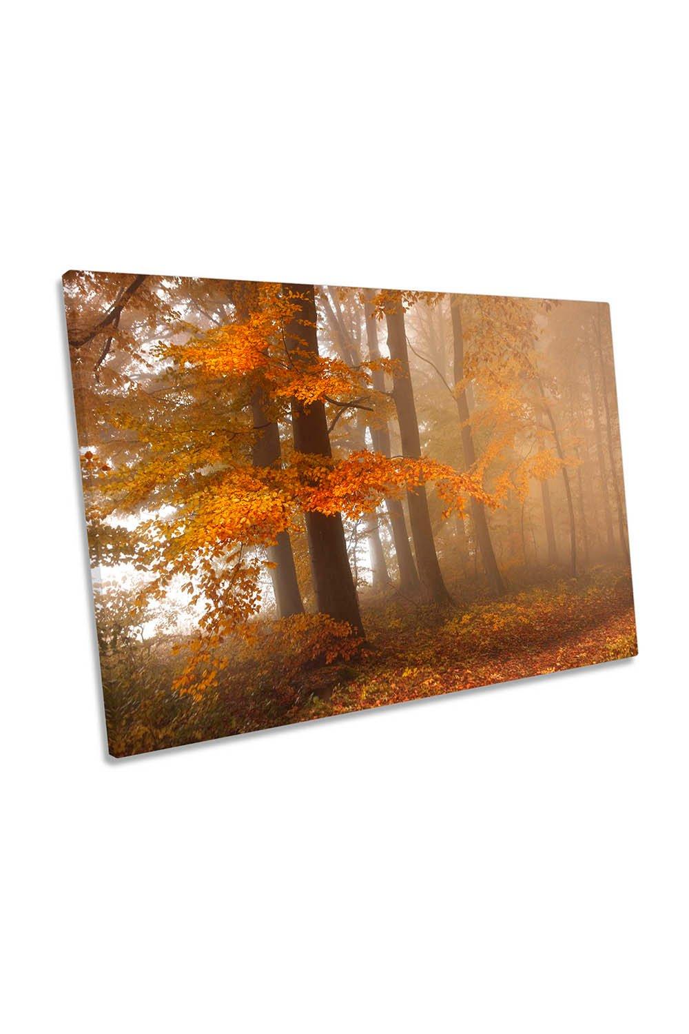 Edge of the Woods Forest Orange Canvas Wall Art Picture Print