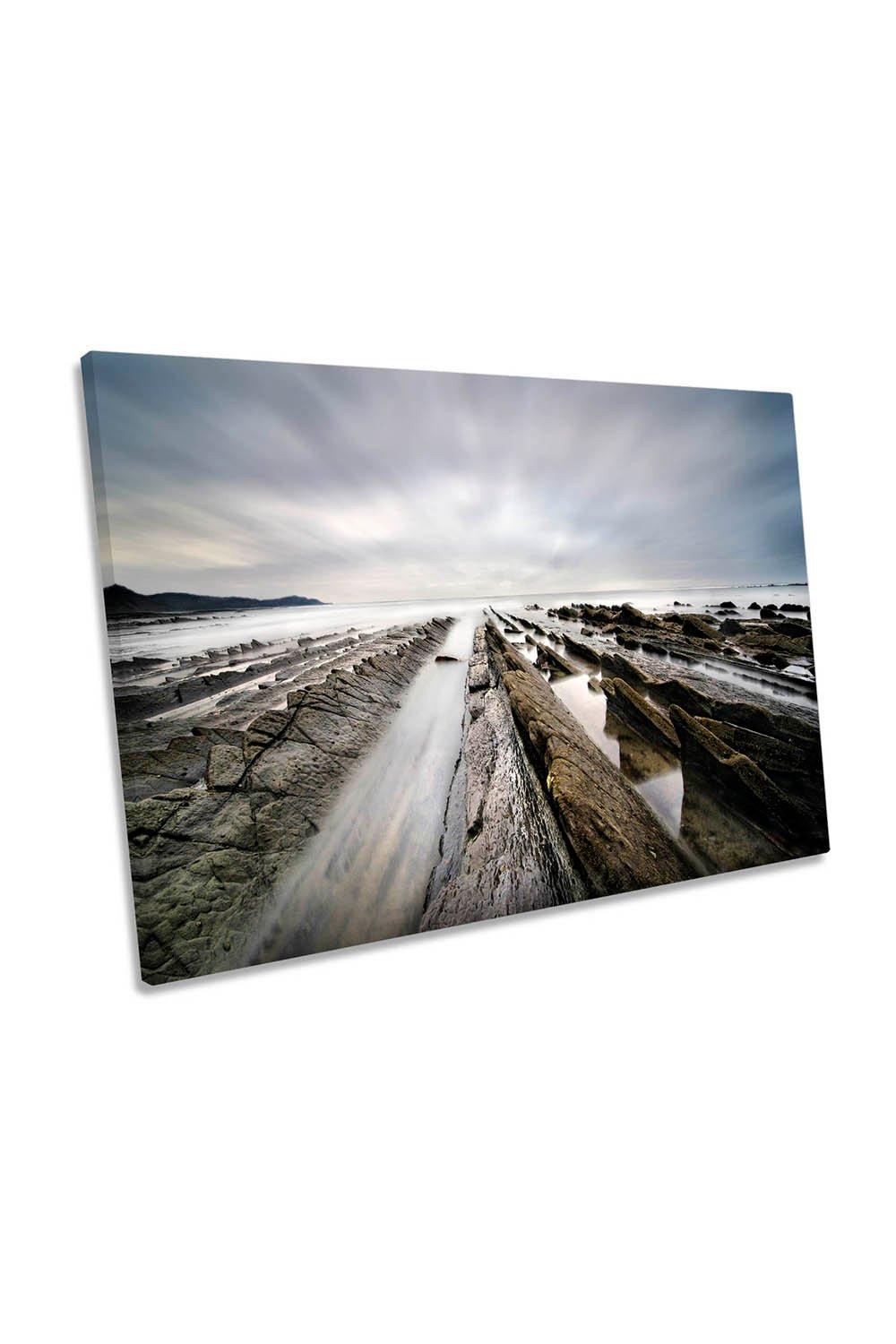 To Infinity Rocky Shore Coast Canvas Wall Art Picture Print