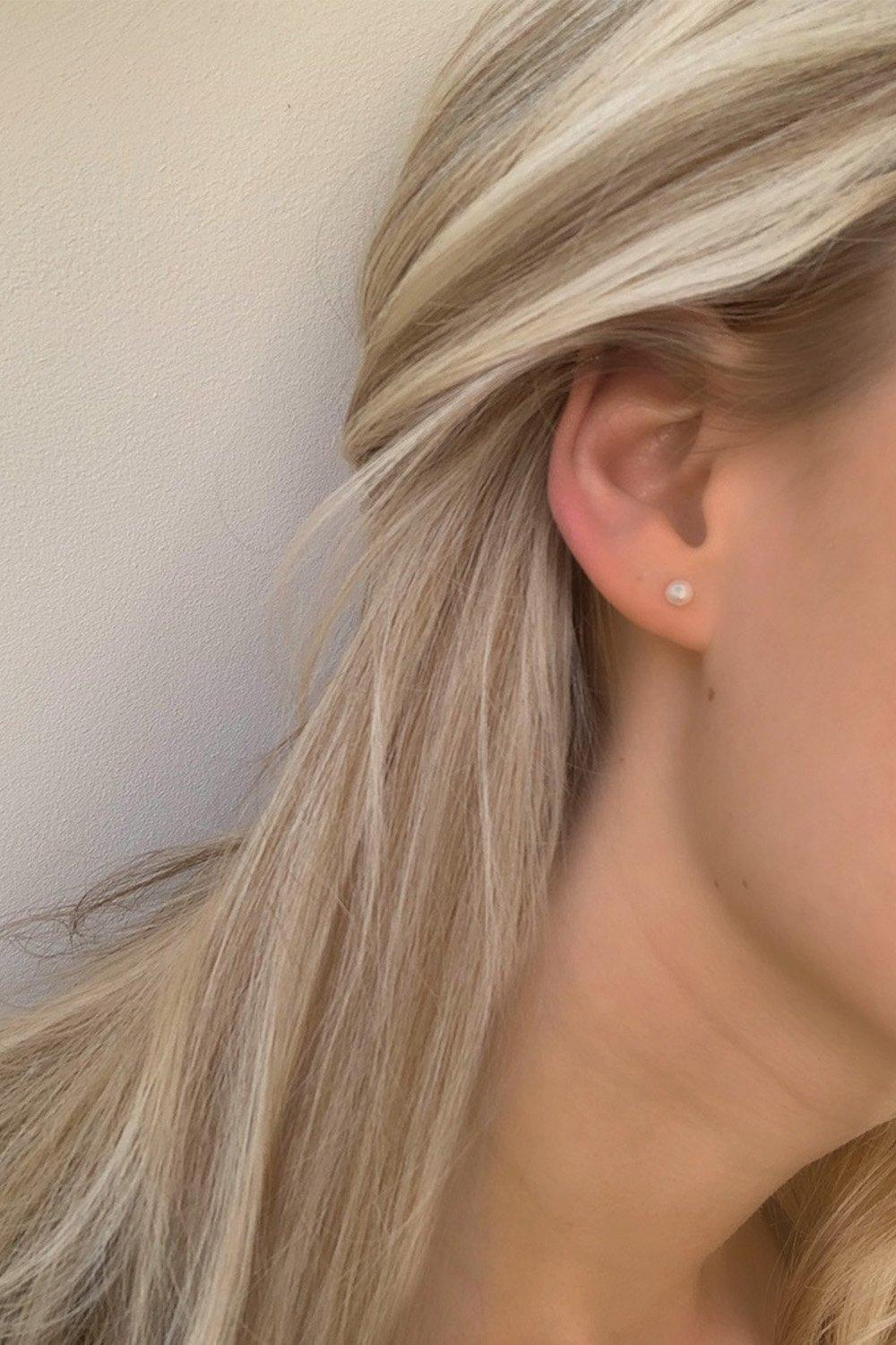 Small Silver Real Pearl Stud Earrings