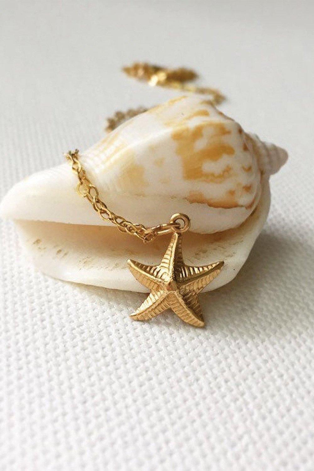 Dainty 18K Gold Starfish Necklace
