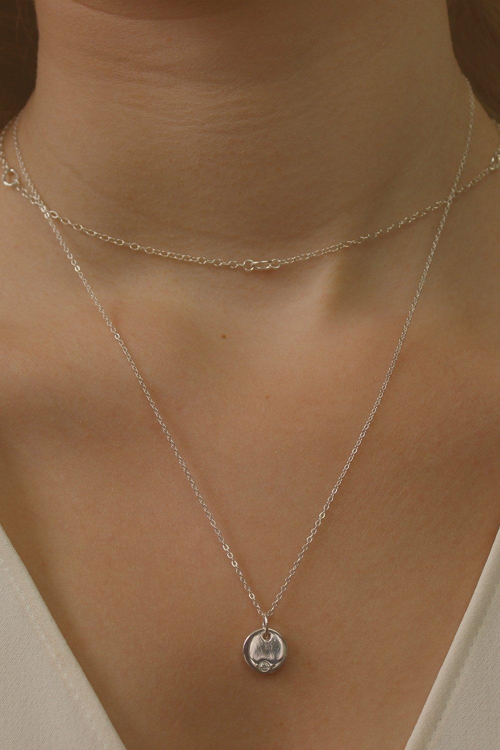 Dainty Silver Disc Necklace