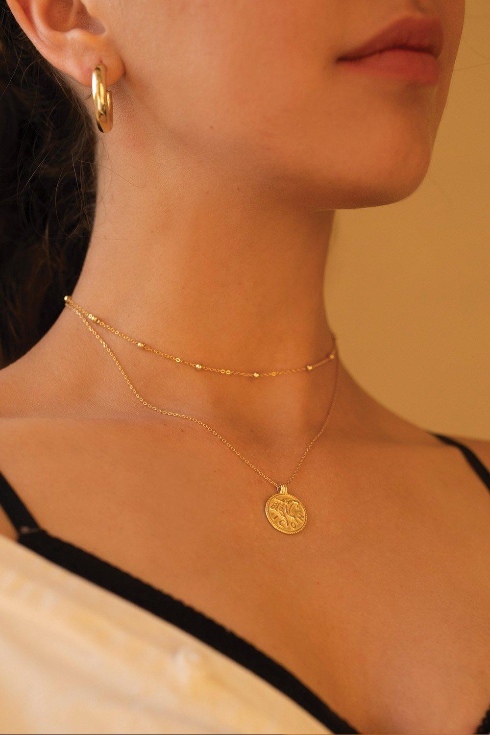 Dainty 14K Gold Bead Choker Necklace