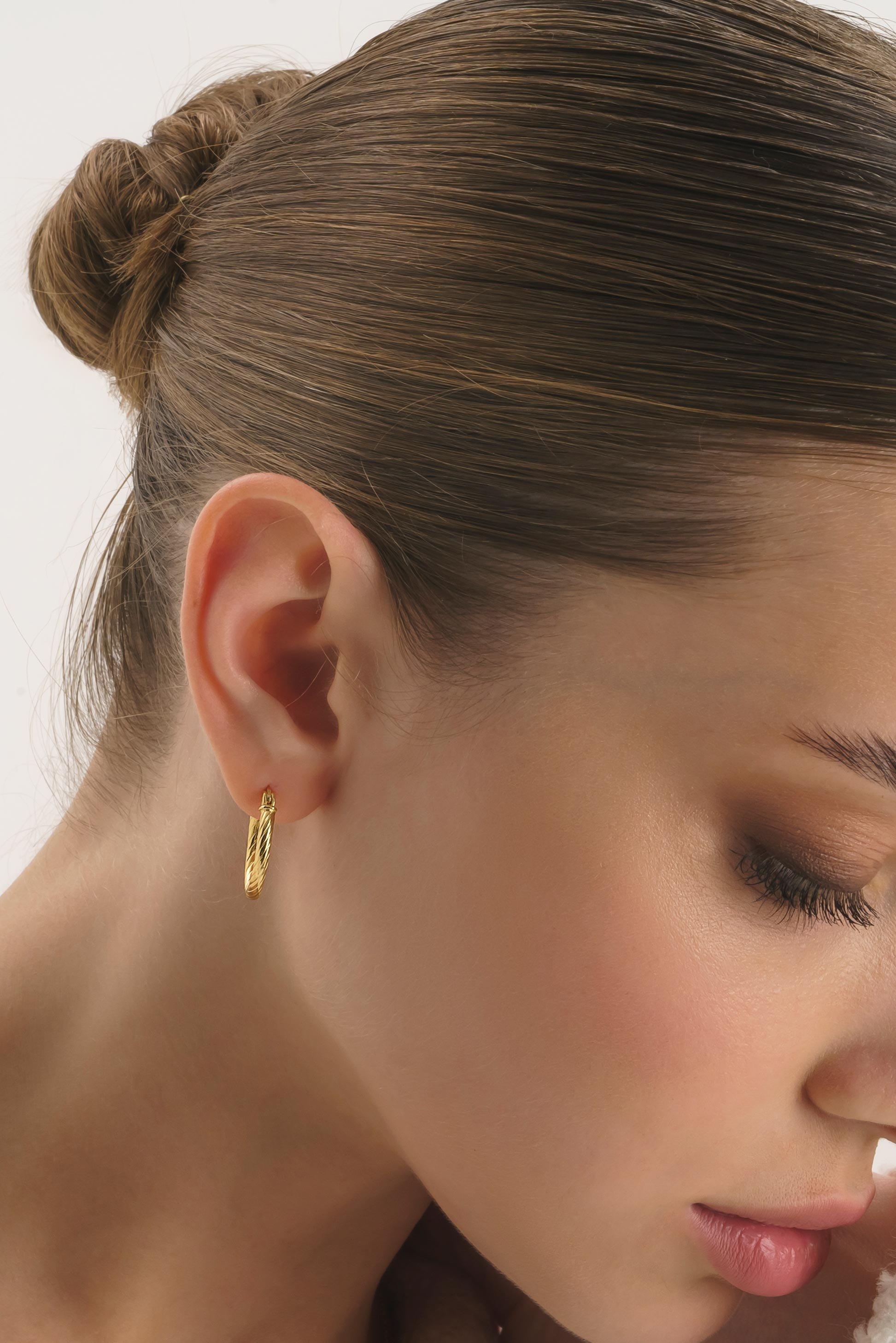 Small Gold Twist Huggie Hoop Earrings