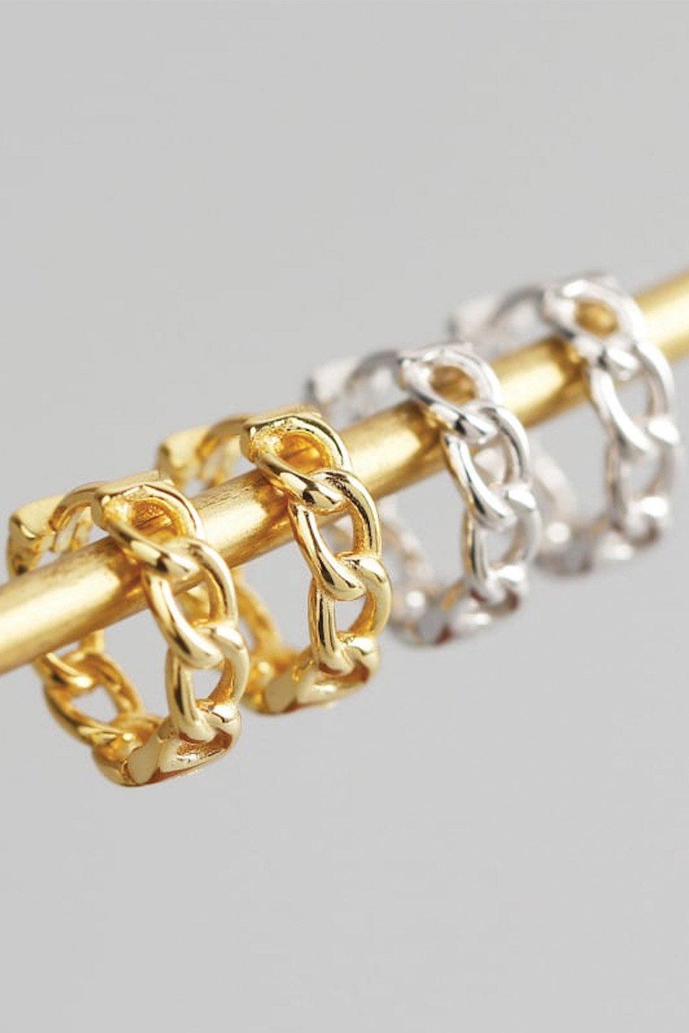 14k Gold Chain Hoop Earrings
