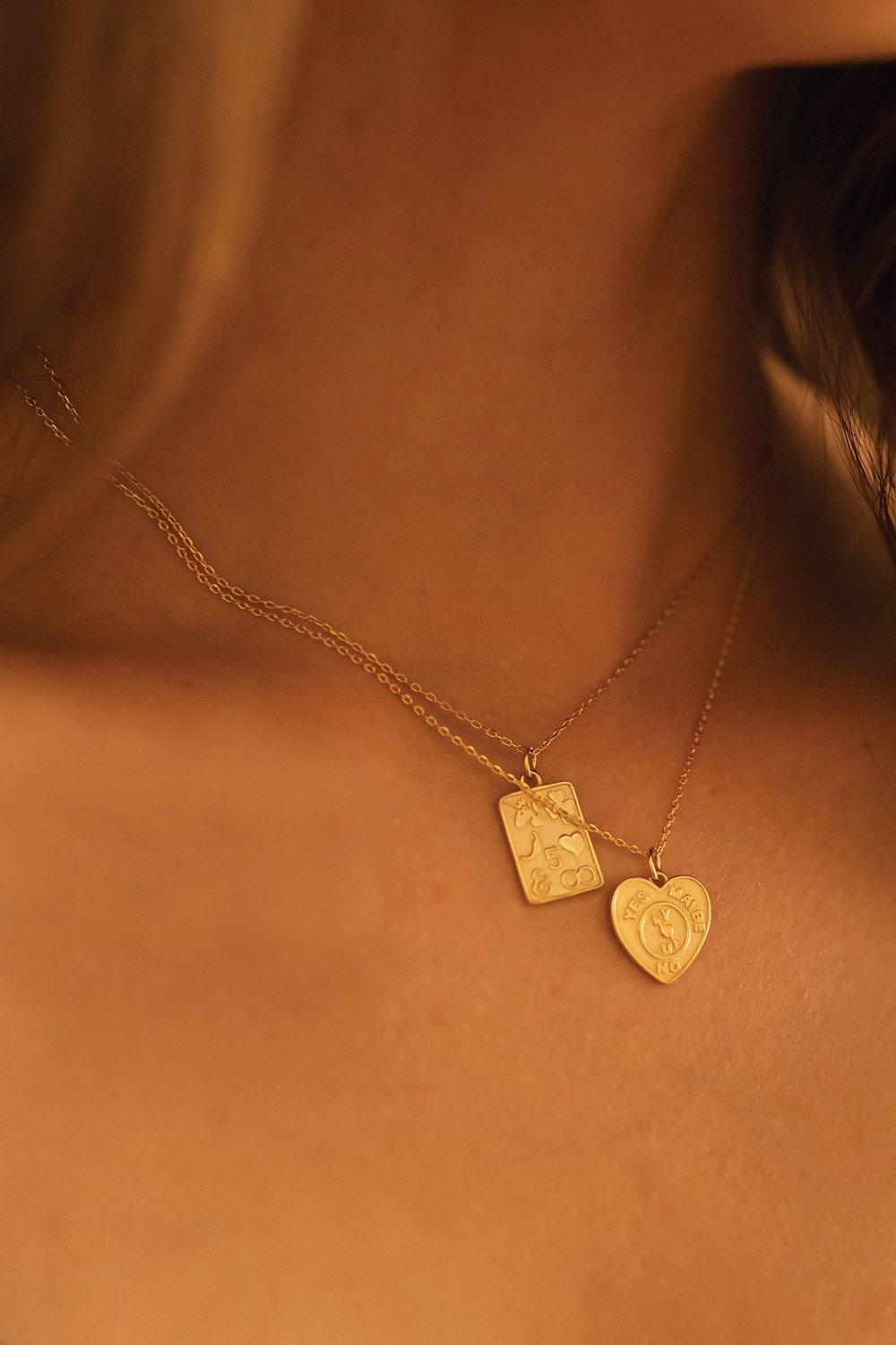 Chunky 14K Gold Heart Love Necklace