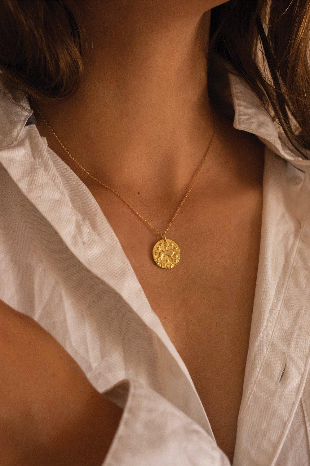 14K Gold Bull Coin Necklace
