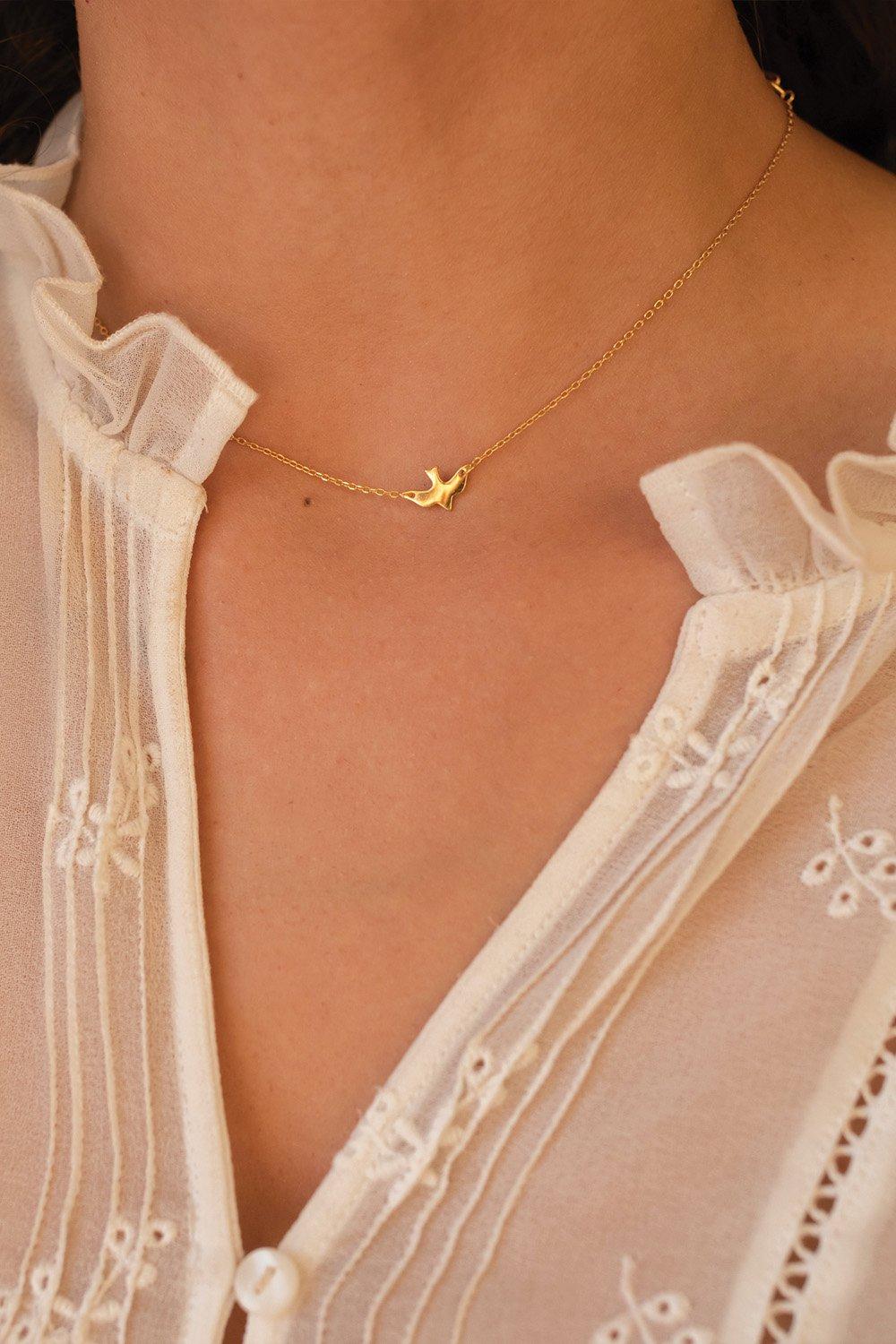 Dainty 18K Gold Bird Necklace Choker