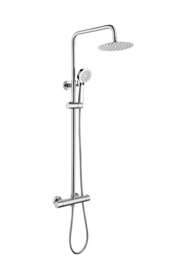 RainLux Cool Touch Exposed Adjustable Height Round Shower