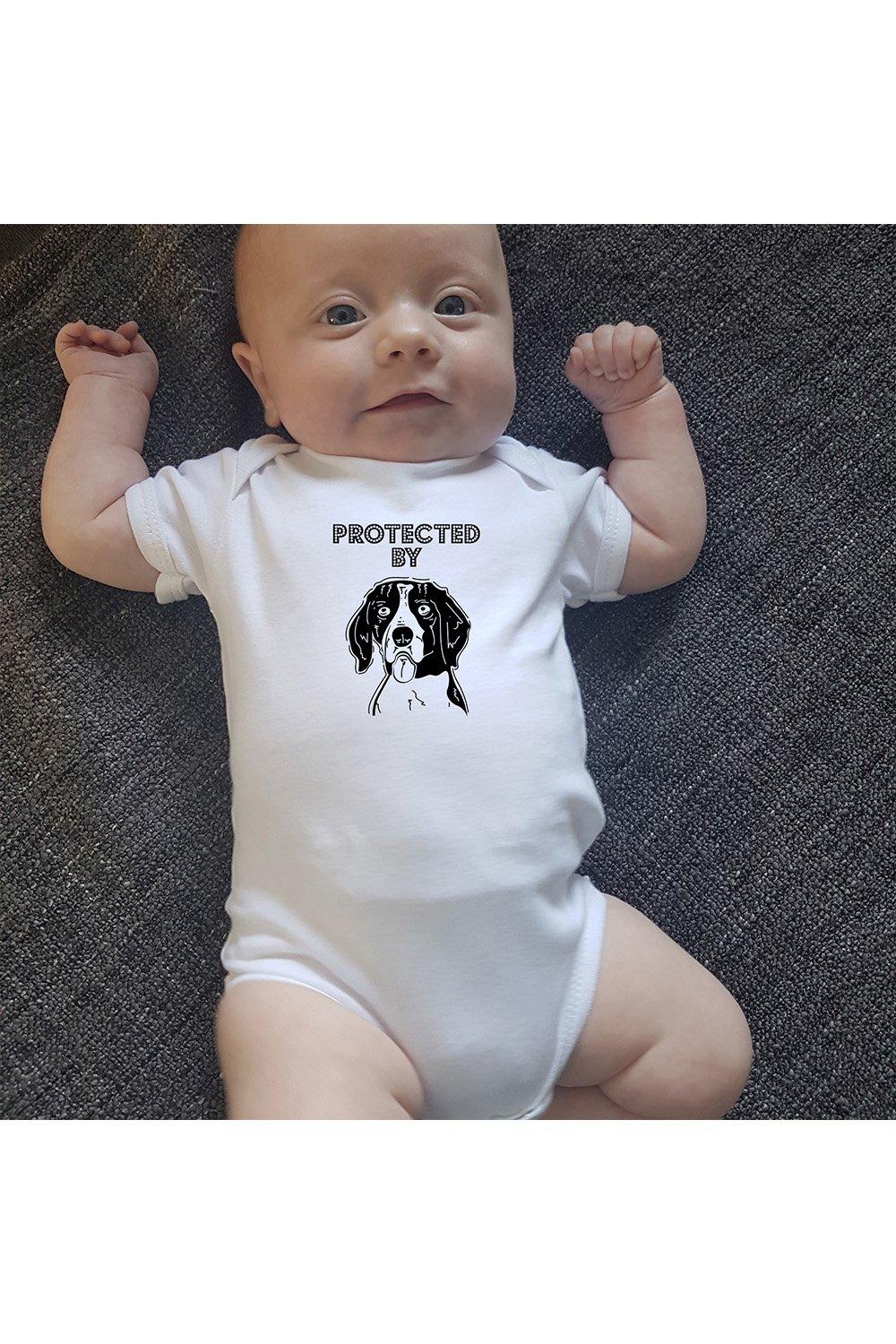 Protected by Airedale Dog Baby bodysuit and Baby Grow