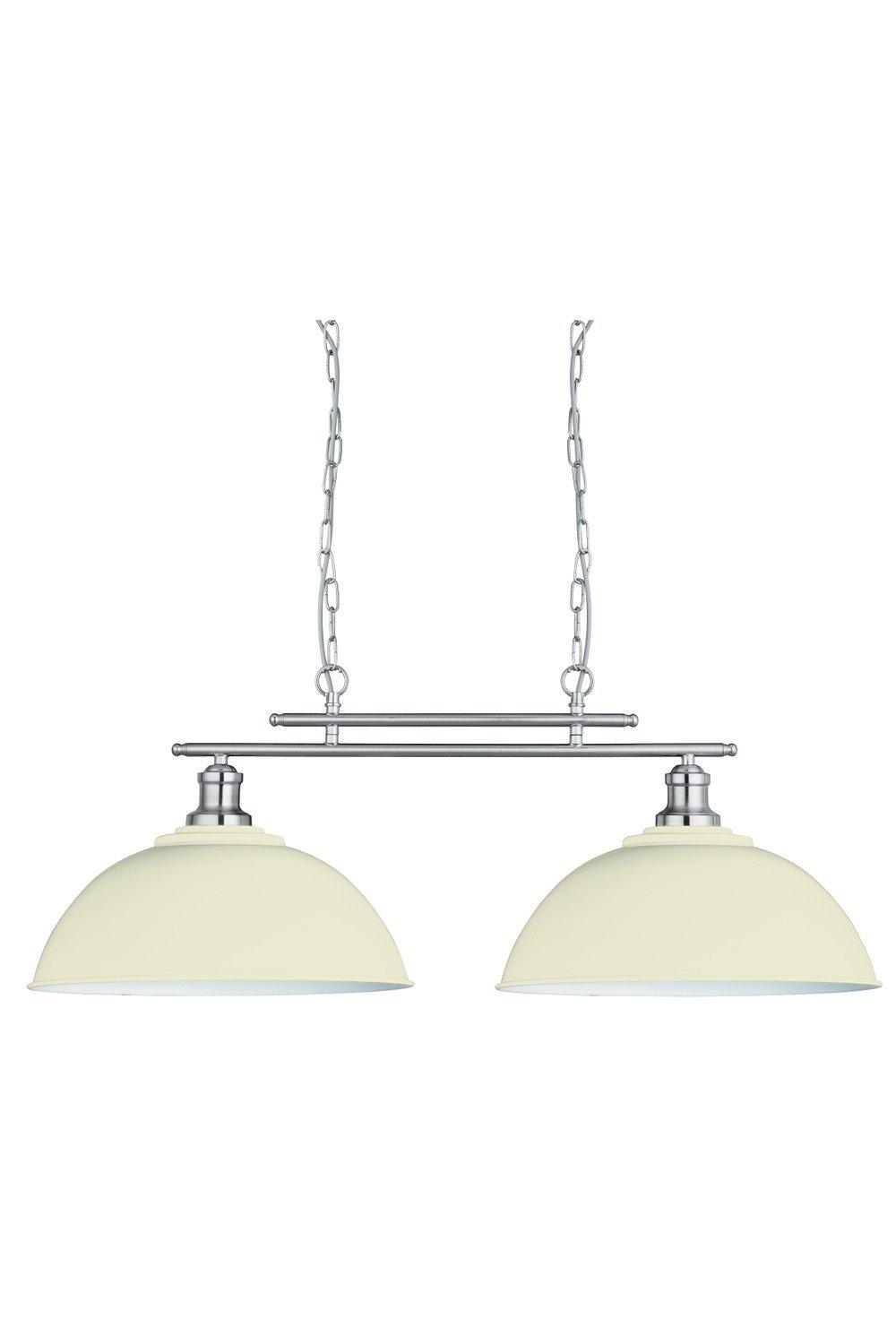 'Olive' Two Head Ceiling Bar Light with Cream Shades