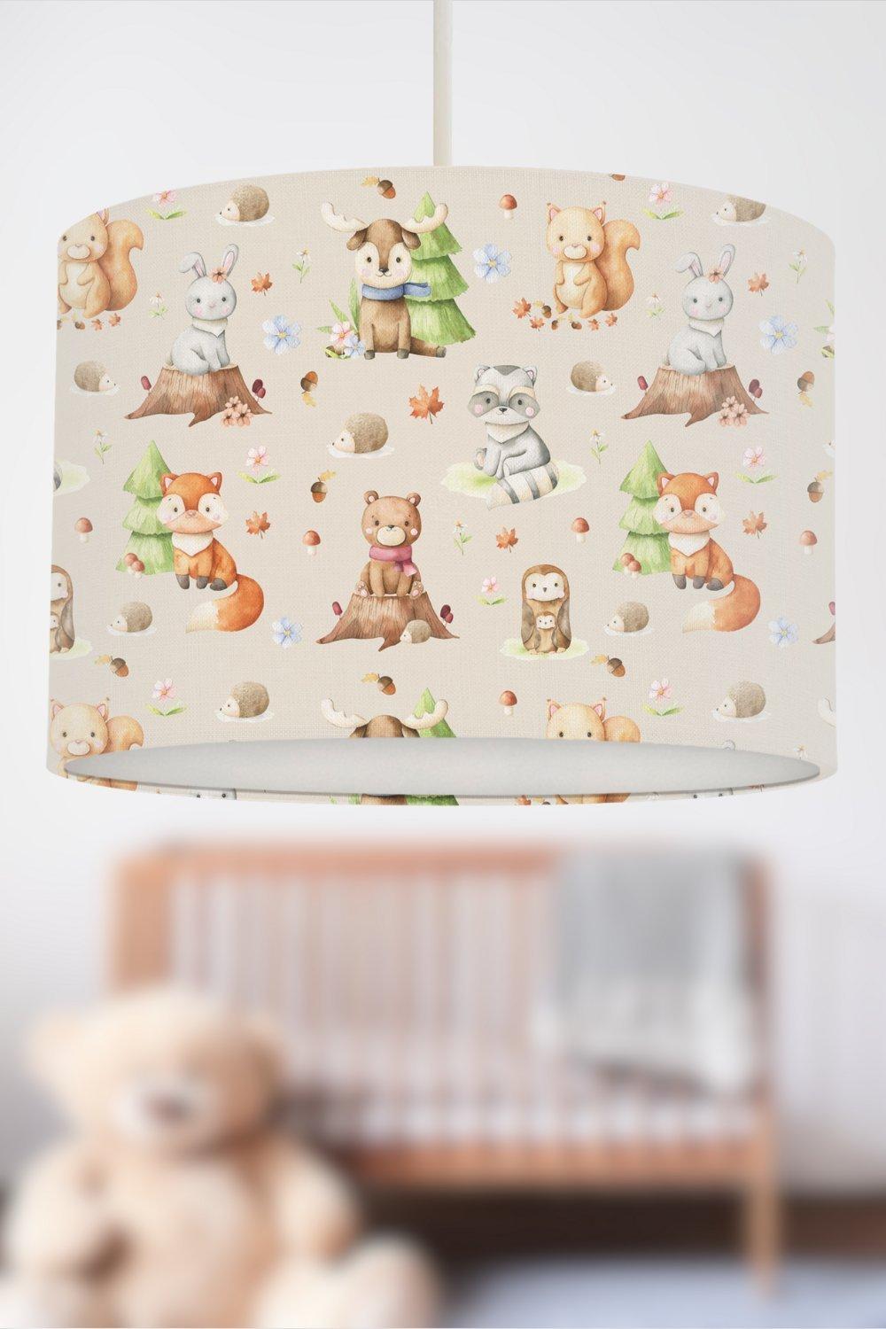 Forest Baby Animals Lampshade Natural