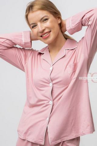 Ladies 100% Brushed Cotton Pyjama Set Ditsy Pink Floral Print