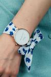 The Colourful Aura Elephant Print Changeable Fabric Cotton Tie Knot Strap Geneva Women Wristwatch thumbnail 1