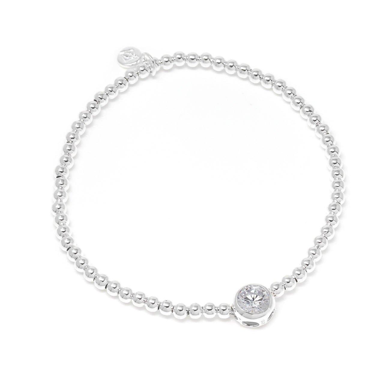 April Birthstone Bracelet - Sterling Silver