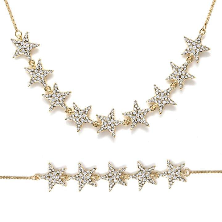 Star Necklace And Bracelet Gift Set - yellow Gold