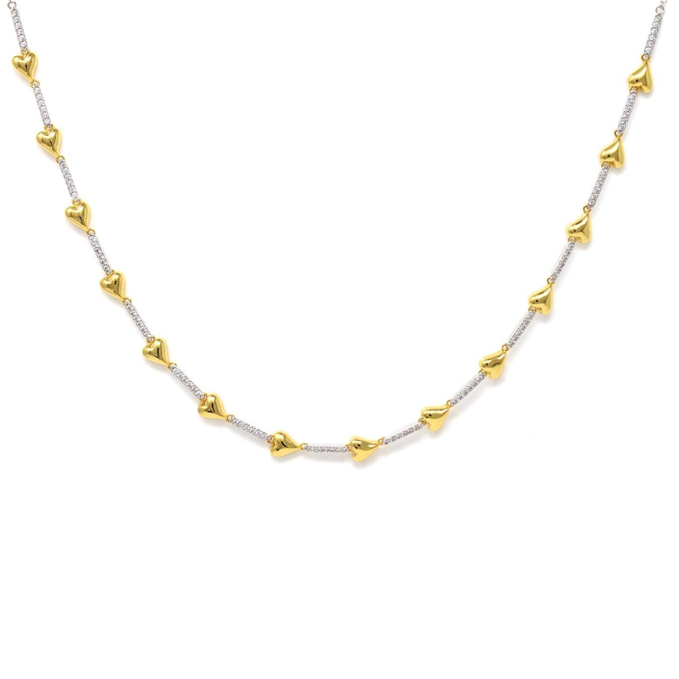 Heart Tennis Necklace Gold