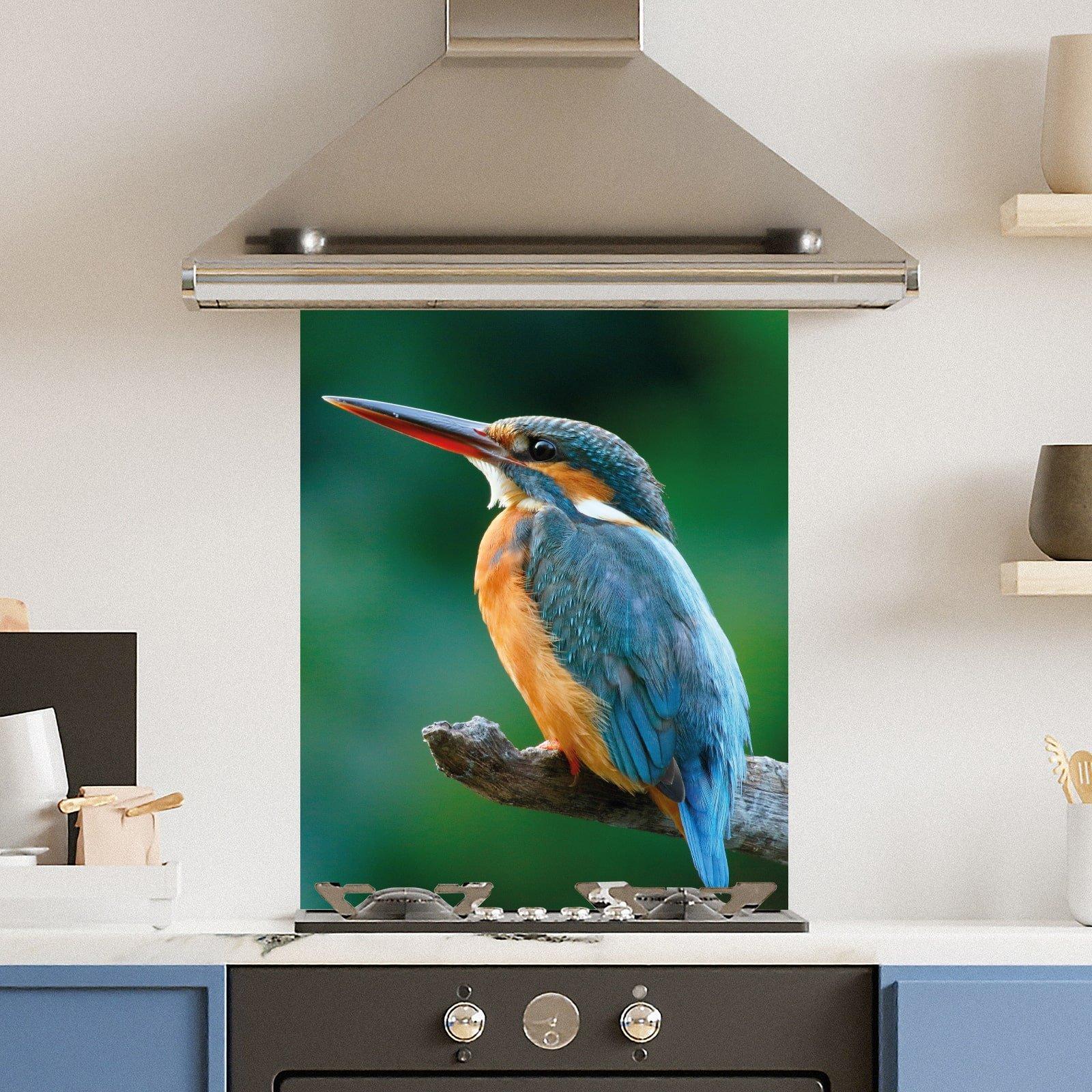 Premium 60cm x 75cm 6mm  Glass Blue Kingfisher Kitchen Splashback Various Sizes Toughened - 60 cm