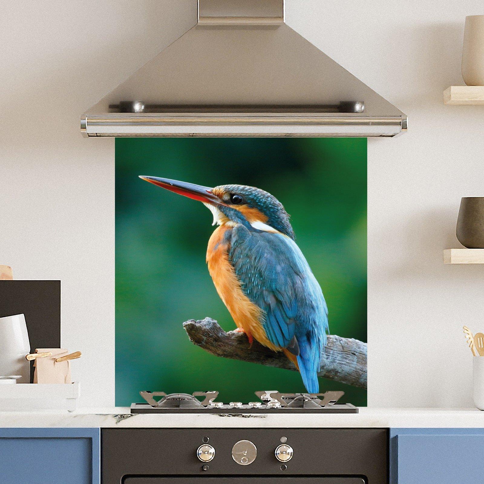 Premium 70cm x 75cm 6mm  Glass Blue Kingfisher Kitchen Splashback Various Sizes Toughened - 70 cm
