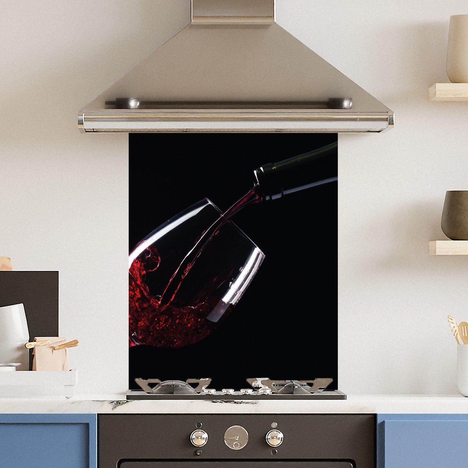 Premium 60cm x 75cm 6mm  Glass Red Wine Kitchen Splashback Various Sizes Toughened - 60 cm