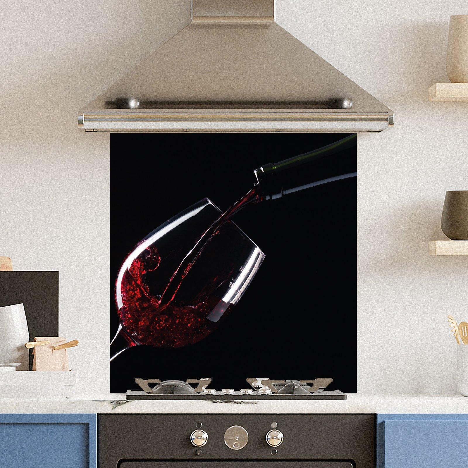 Premium 70cm x 75cm 6mm  Glass Red Wine Kitchen Splashback Various Sizes Toughened - 70 cm